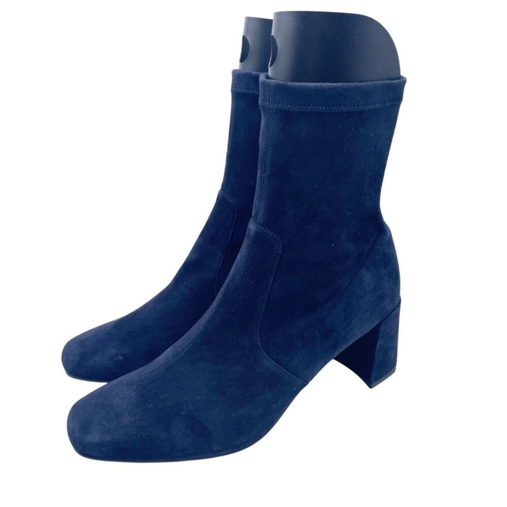 Aquatalia Women's Drusilla Water Resistant Stretch Sock Booties Blue Suede 12 M